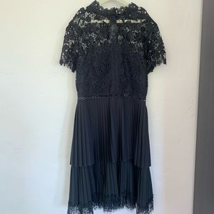 Zara black lace pleated dress